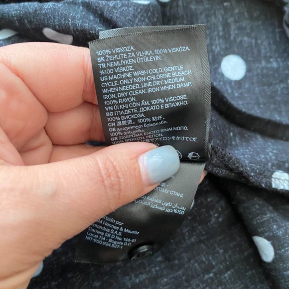 H&M Black Polka Dot Button Down Shirt - Picture 7 of 9